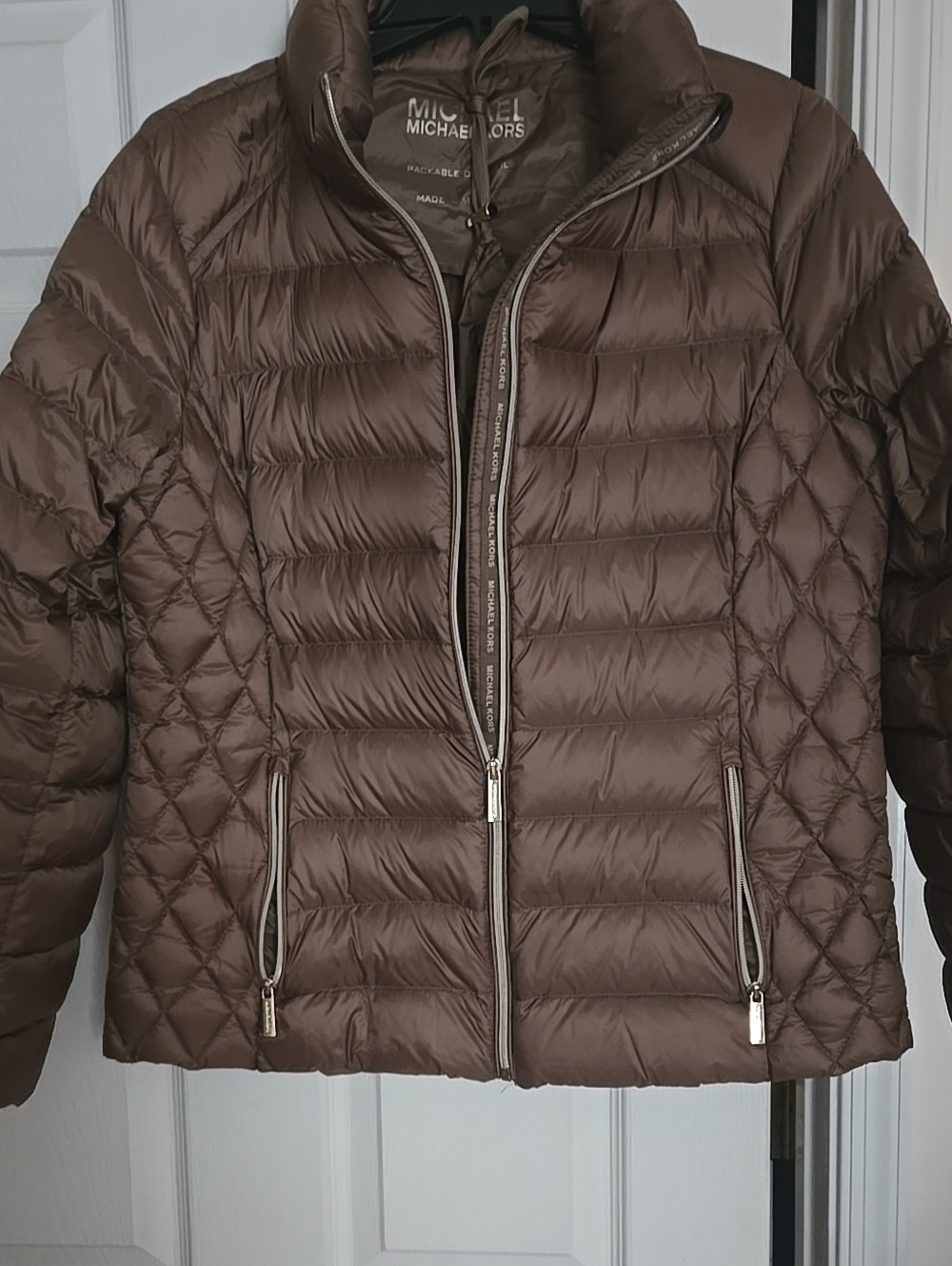 Michael Kors Brown Quilted Packable Puffer Jacket